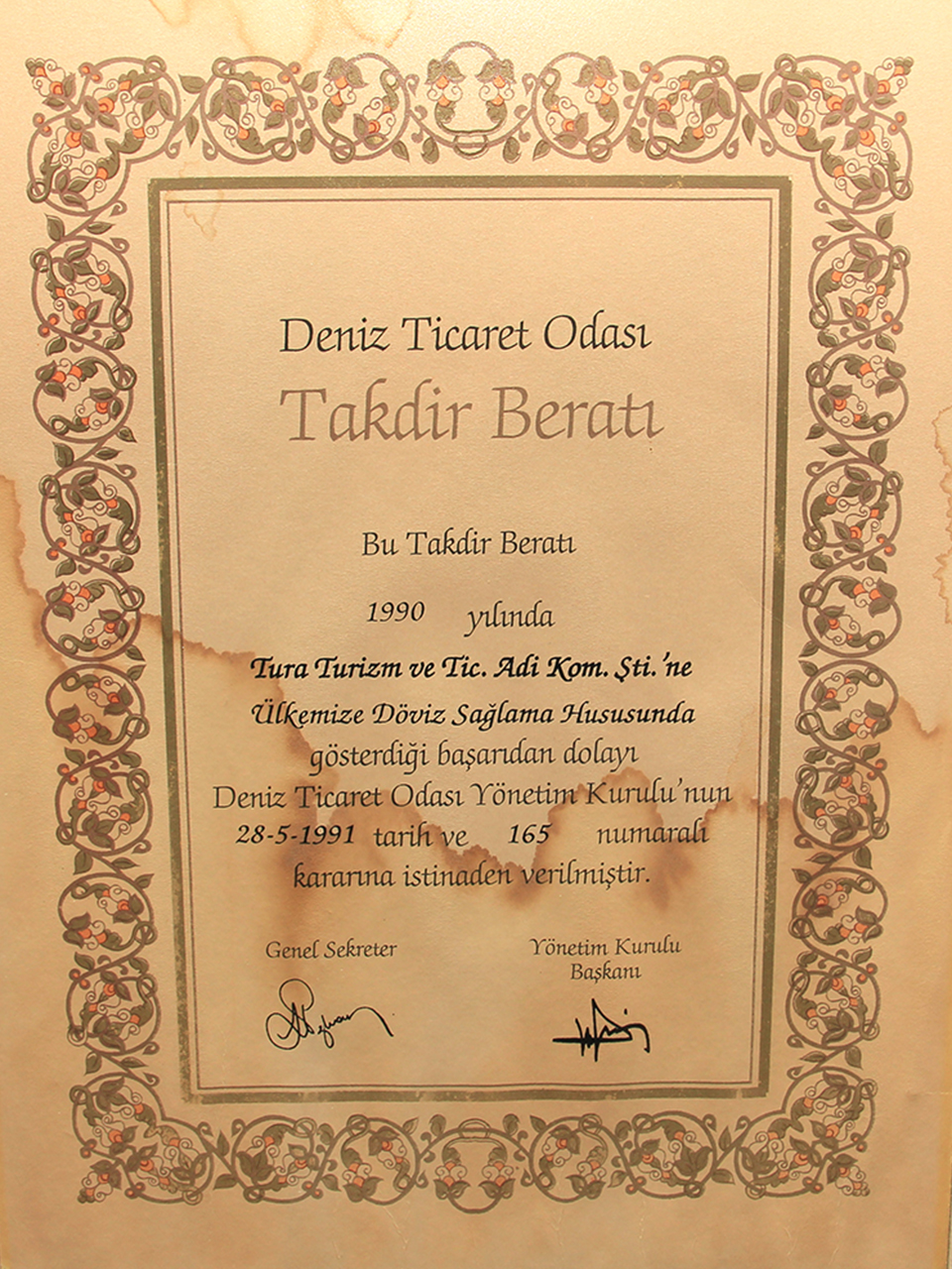 Tura Turizm | Chamber Of Shipping, 1990